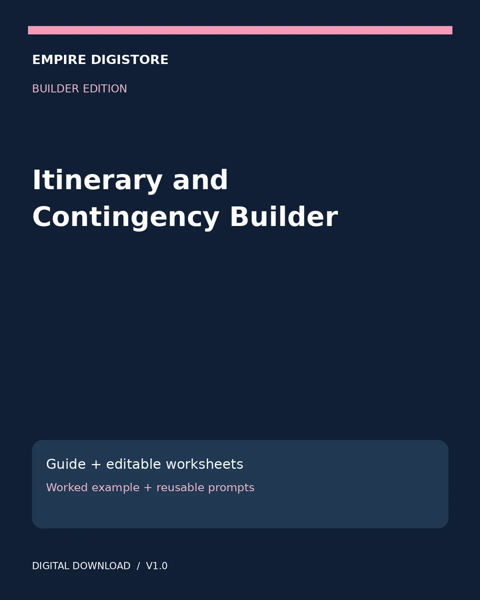 Itinerary and Contingency Builder cover