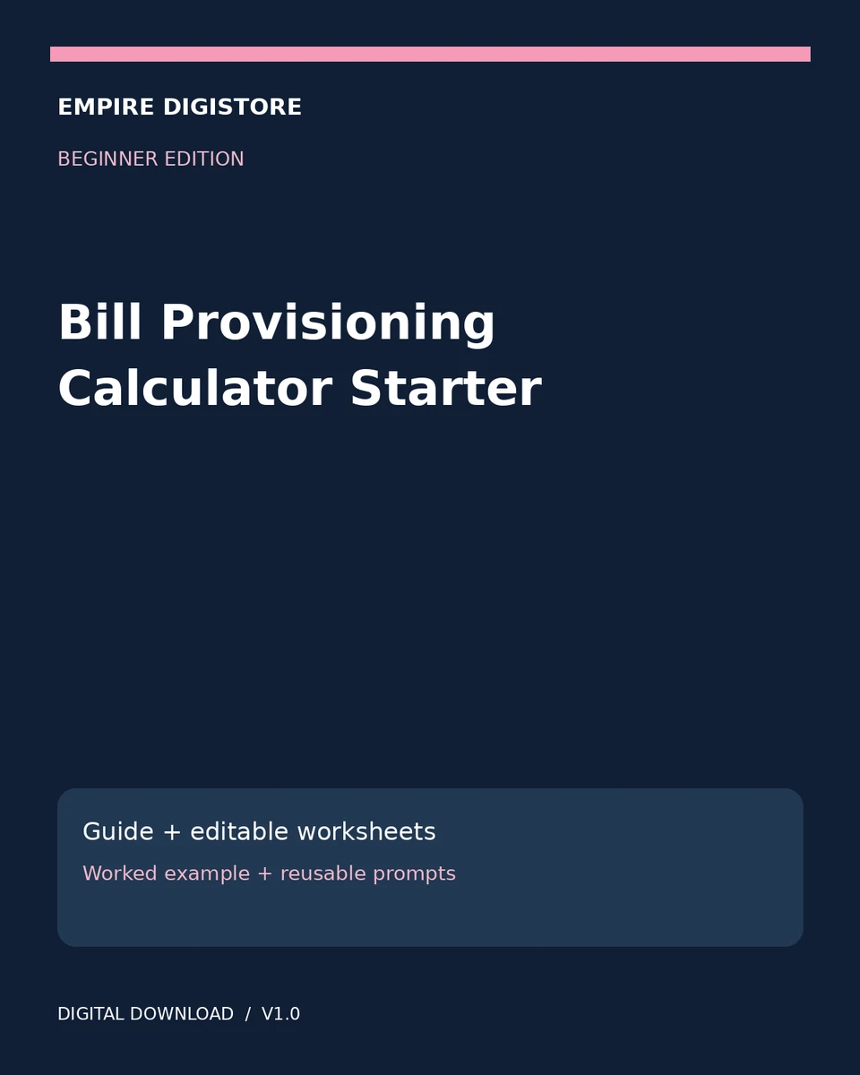 Bill Provisioning Calculator Starter cover