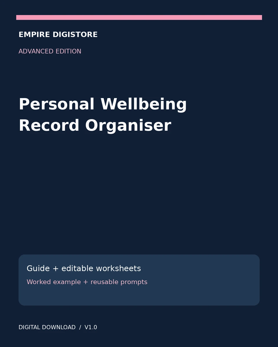 Personal Wellbeing Record Organiser cover