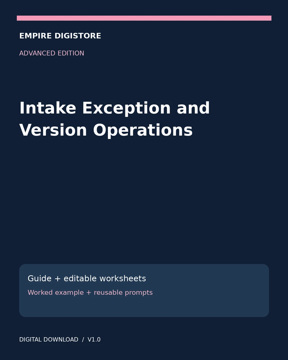 Intake Exception and Version Operations cover