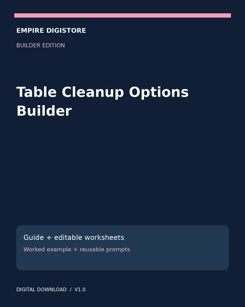 Table Cleanup Options Builder cover
