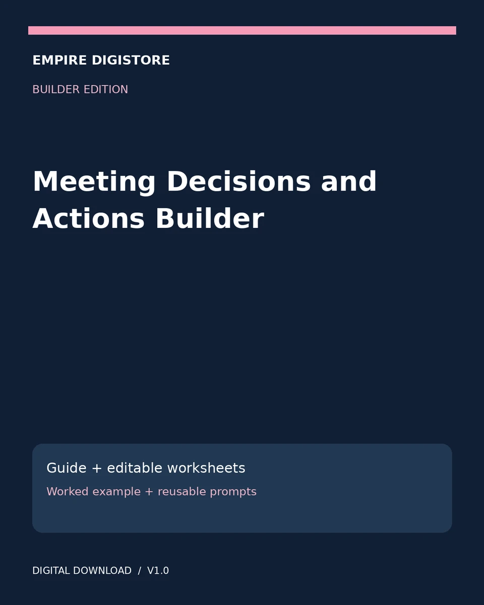 Meeting Decisions and Actions Builder cover