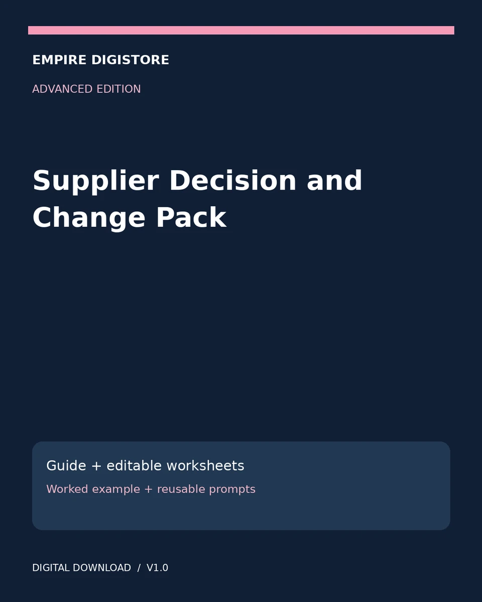 Supplier Decision and Change Pack cover
