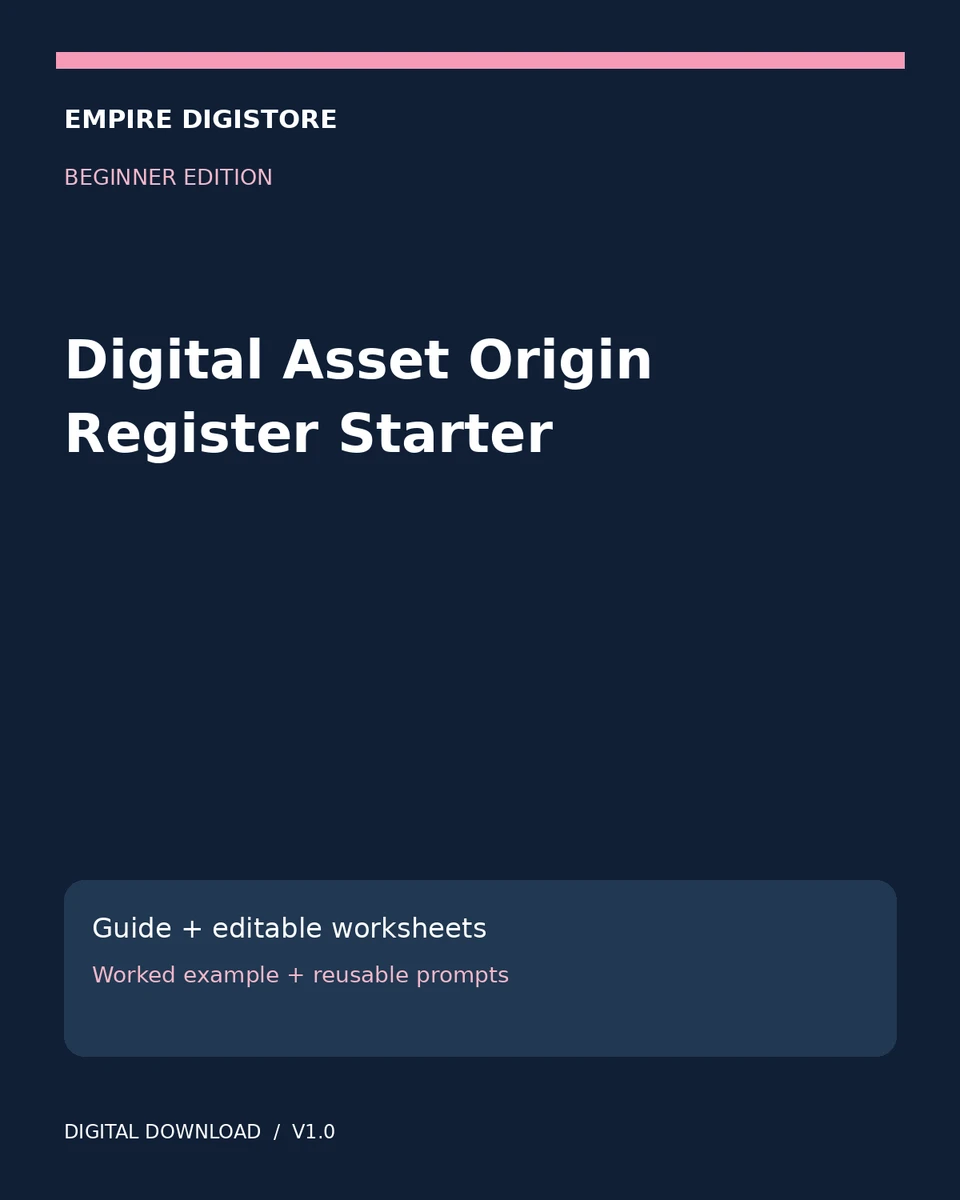 Digital Asset Origin Register Starter cover