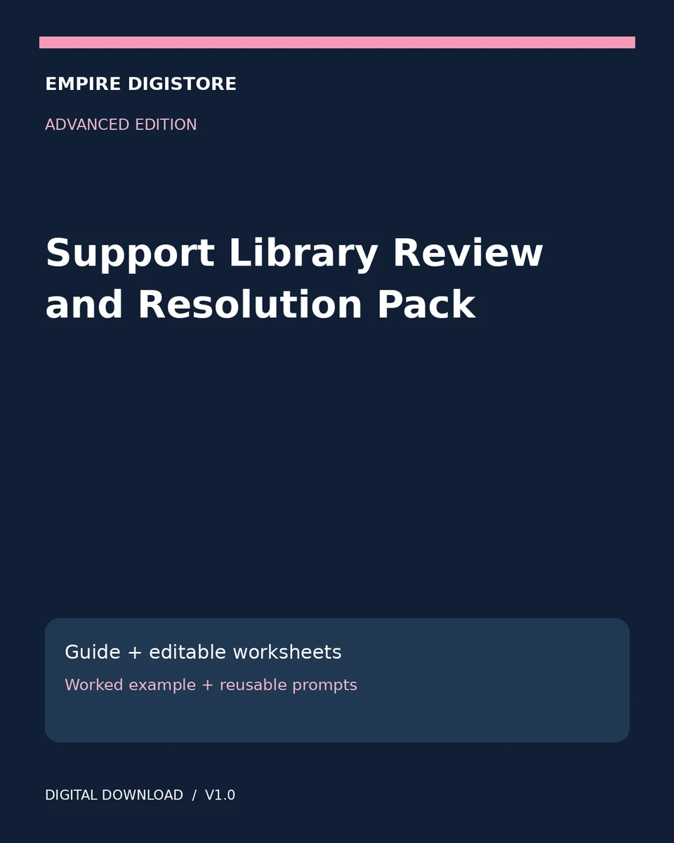 Support Library Review and Resolution Pack cover