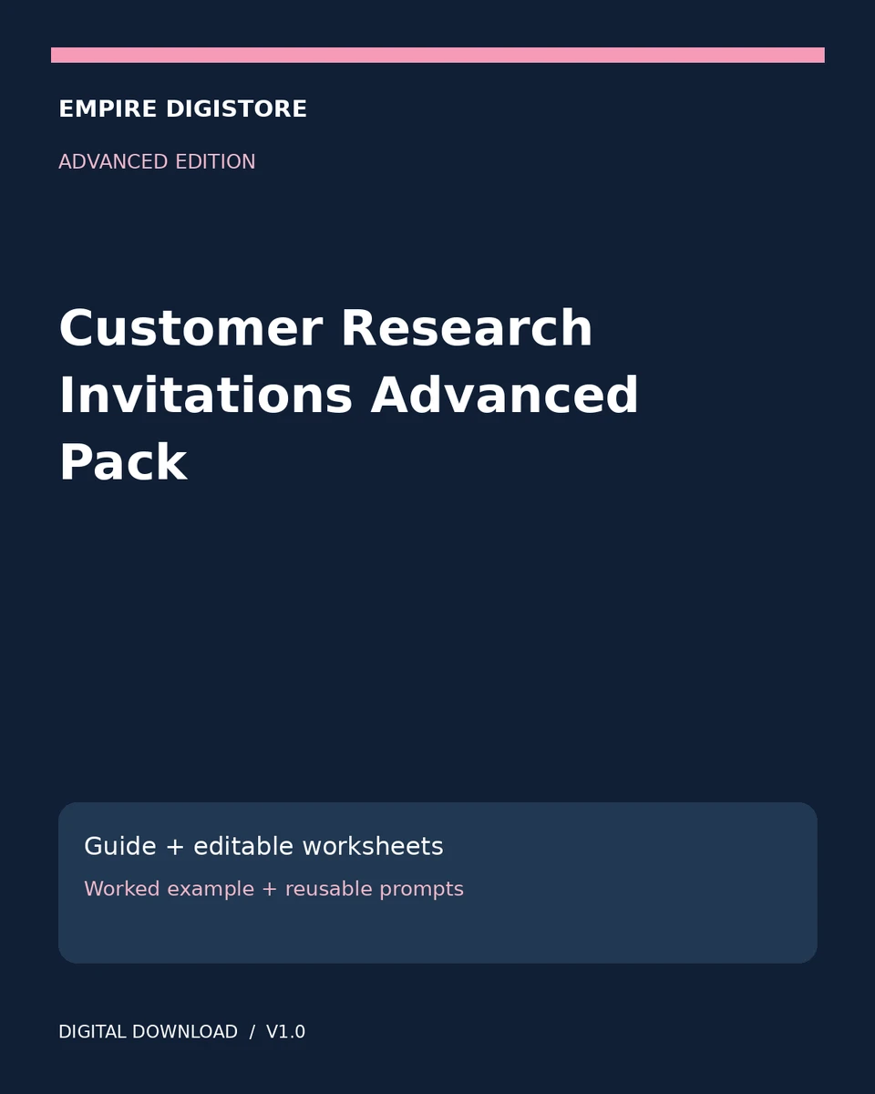 Customer Research Invitations Advanced Pack cover