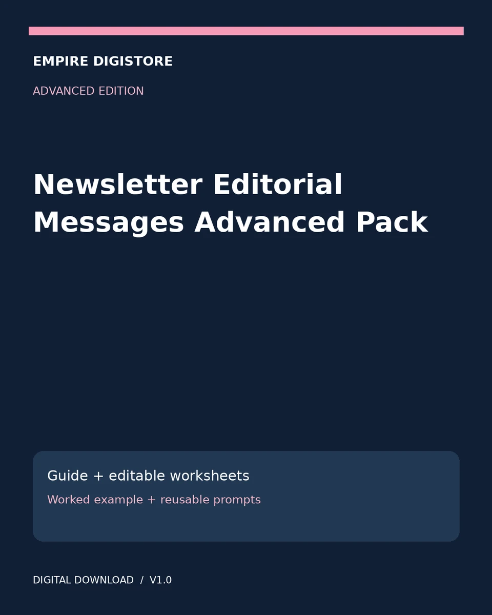 Newsletter Editorial Messages Advanced Pack cover