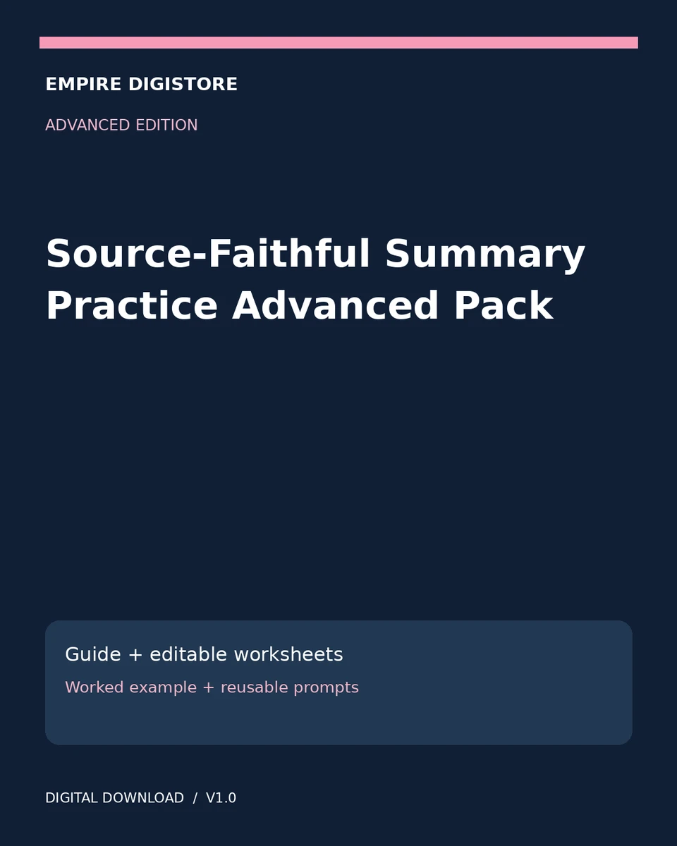 Source-Faithful Summary Practice Advanced Pack cover