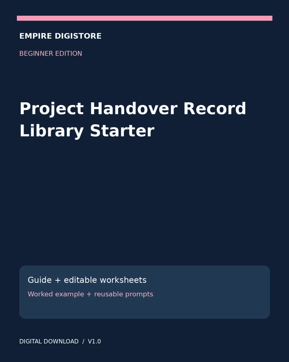 Project Handover Record Library Starter cover