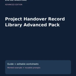 Project Handover Record Library Advanced Pack cover
