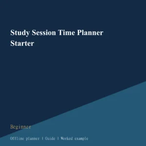 Study Session Time Planner Starter cover