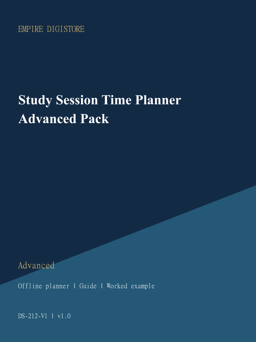 Study Session Time Planner Advanced Pack cover