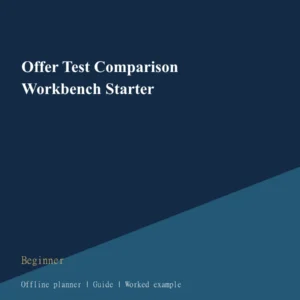 Offer Test Comparison Workbench Starter cover