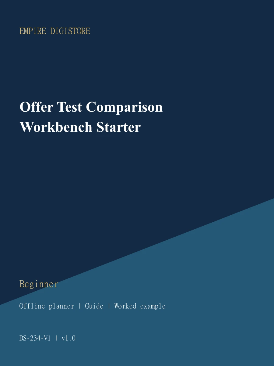 Offer Test Comparison Workbench Starter cover