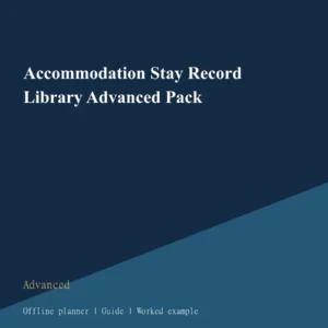 Accommodation Stay Record Library Advanced Pack cover