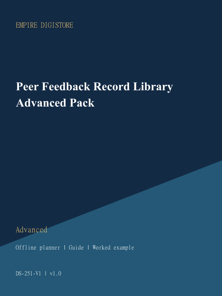 Peer Feedback Record Library Advanced Pack cover