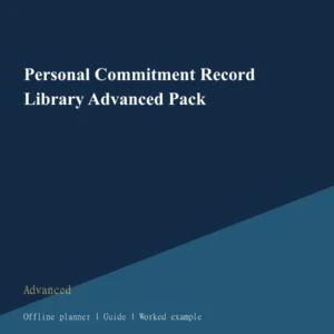 Personal Commitment Record Library Advanced Pack cover