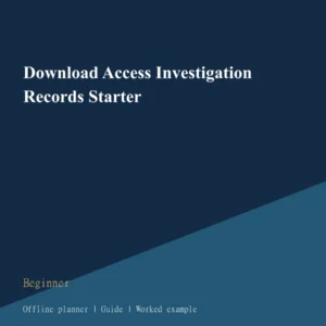 Download Access Investigation Records Starter cover