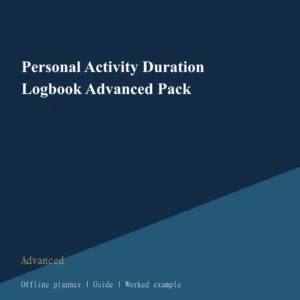 Personal Activity Duration Logbook Advanced Pack cover