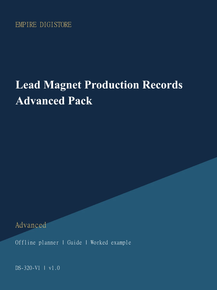 Lead Magnet Production Records Advanced Pack cover
