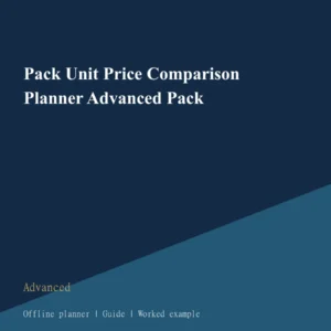 Pack Unit Price Comparison Planner Advanced Pack cover