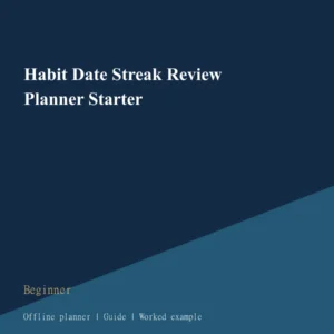 Habit Date Streak Review Planner Starter cover