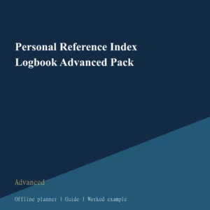 Personal Reference Index Logbook Advanced Pack cover
