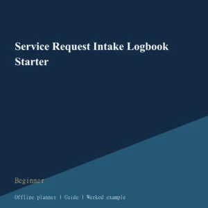 Service Request Intake Logbook Starter cover