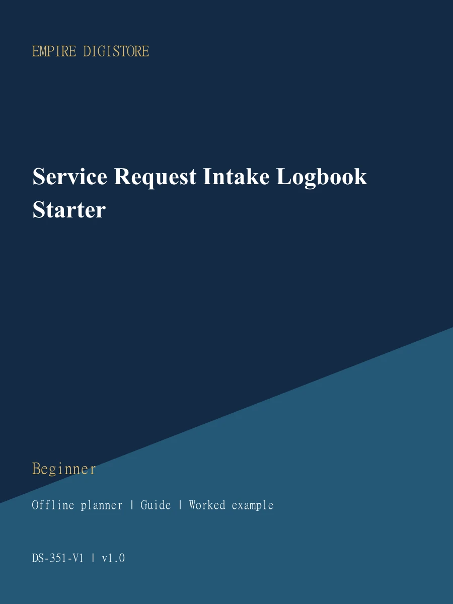 Service Request Intake Logbook Starter cover