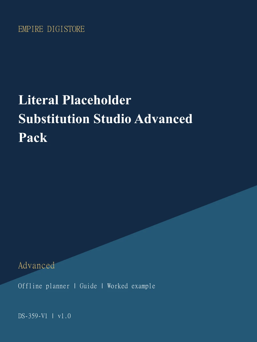 Literal Placeholder Substitution Studio Advanced Pack cover