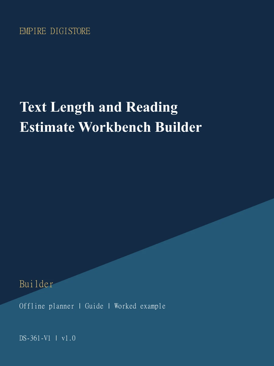 Text Length and Reading Estimate Workbench Builder cover