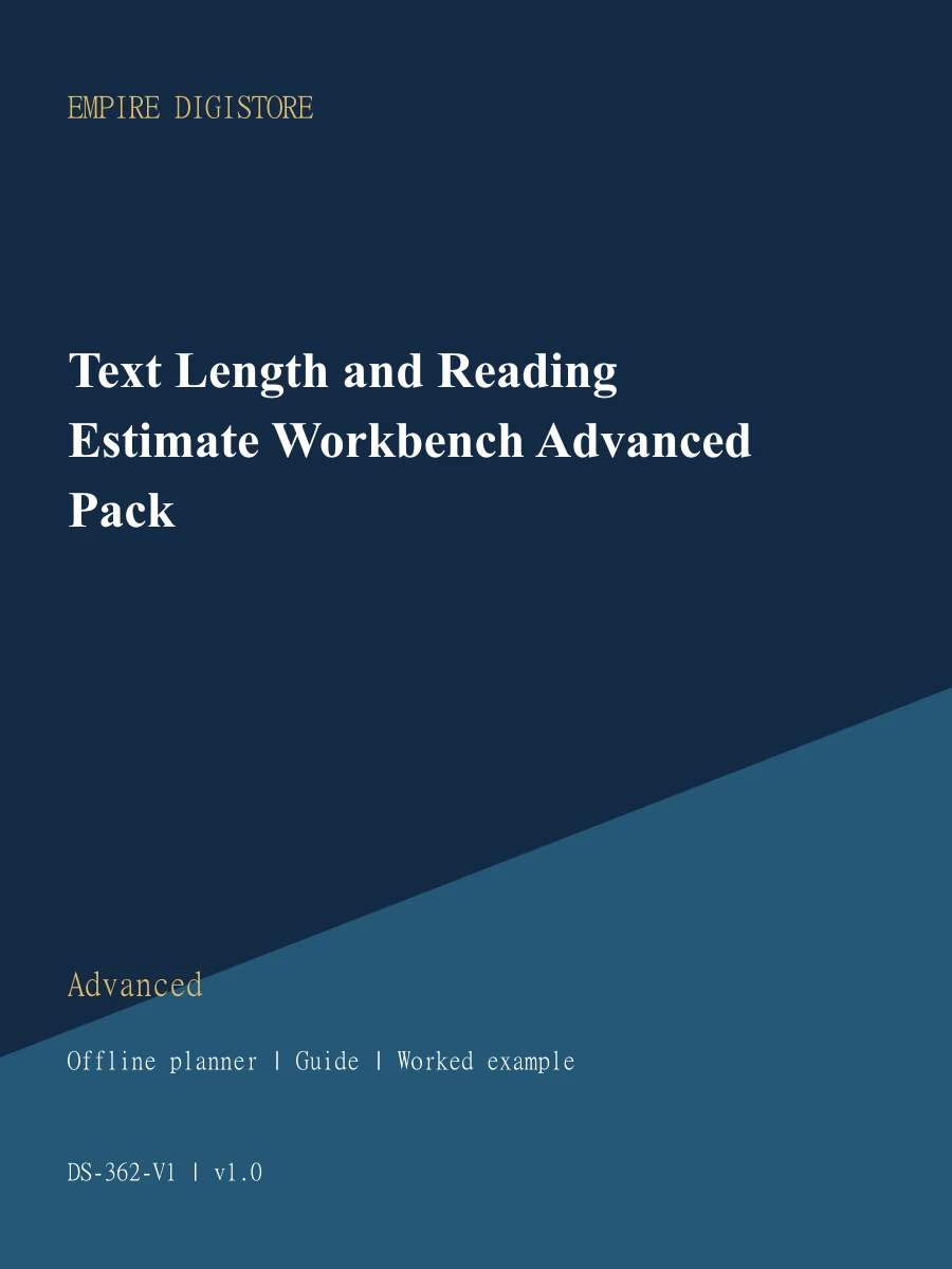 Text Length and Reading Estimate Workbench Advanced Pack cover