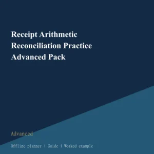 Receipt Arithmetic Reconciliation Practice Advanced Pack cover