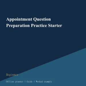 Appointment Question Preparation Practice Starter cover
