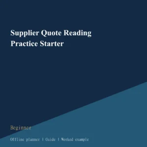 Supplier Quote Reading Practice Starter cover