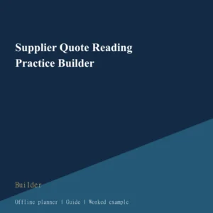 Supplier Quote Reading Practice Builder cover