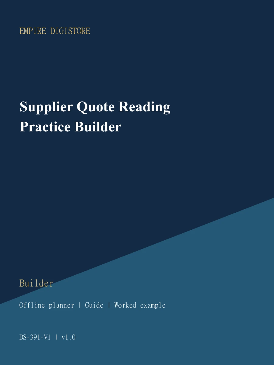 Supplier Quote Reading Practice Builder cover