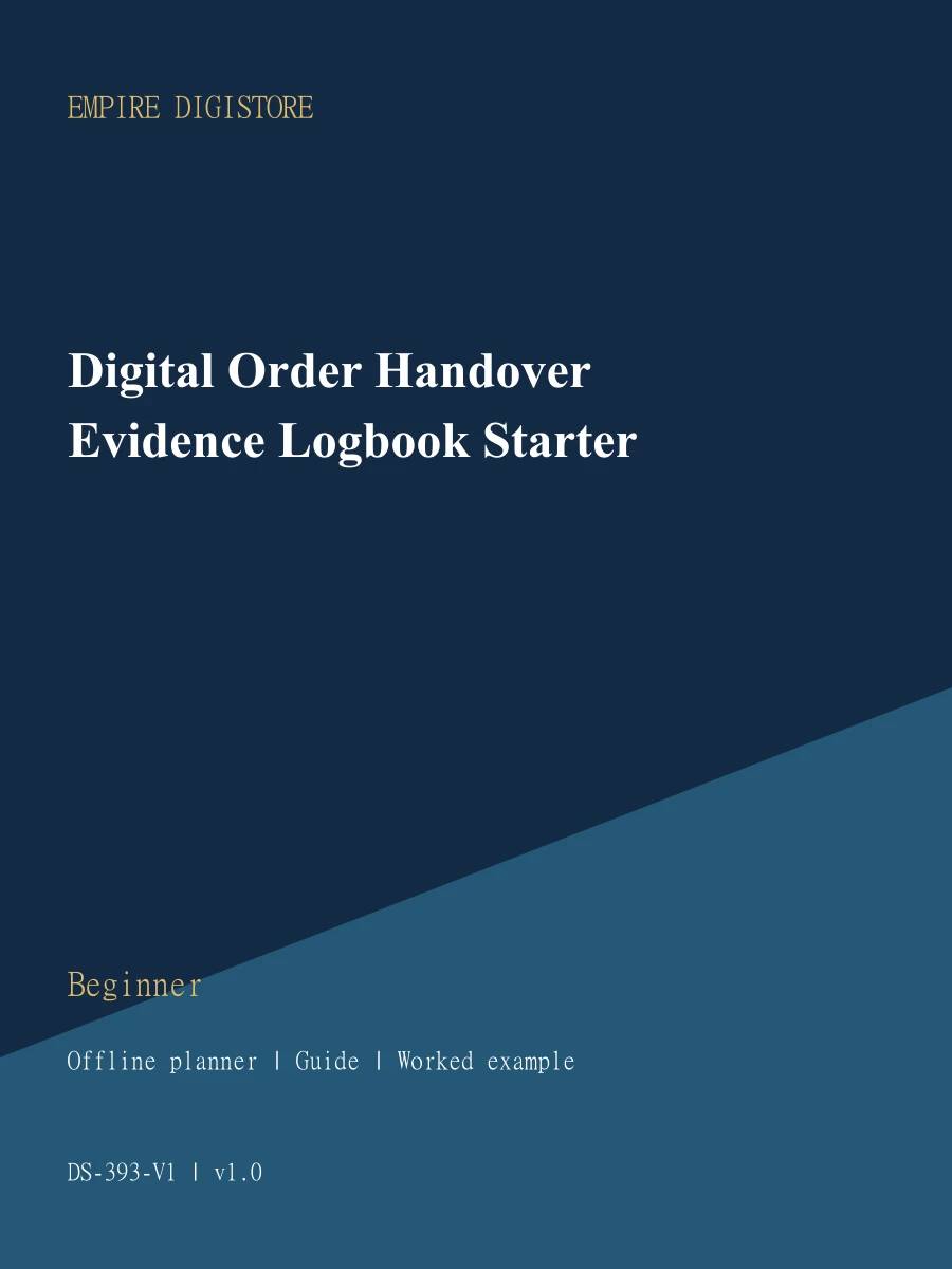 Digital Order Handover Evidence Logbook Starter cover
