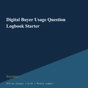 Digital Buyer Usage Question Logbook Starter cover