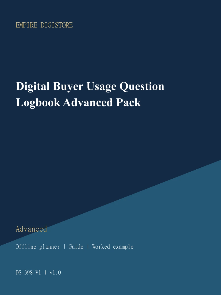 Digital Buyer Usage Question Logbook Advanced Pack cover