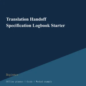 Translation Handoff Specification Logbook Starter cover