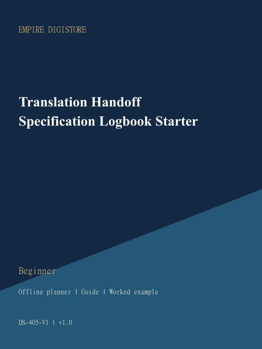 Translation Handoff Specification Logbook Starter cover