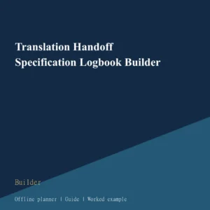 Translation Handoff Specification Logbook Builder cover