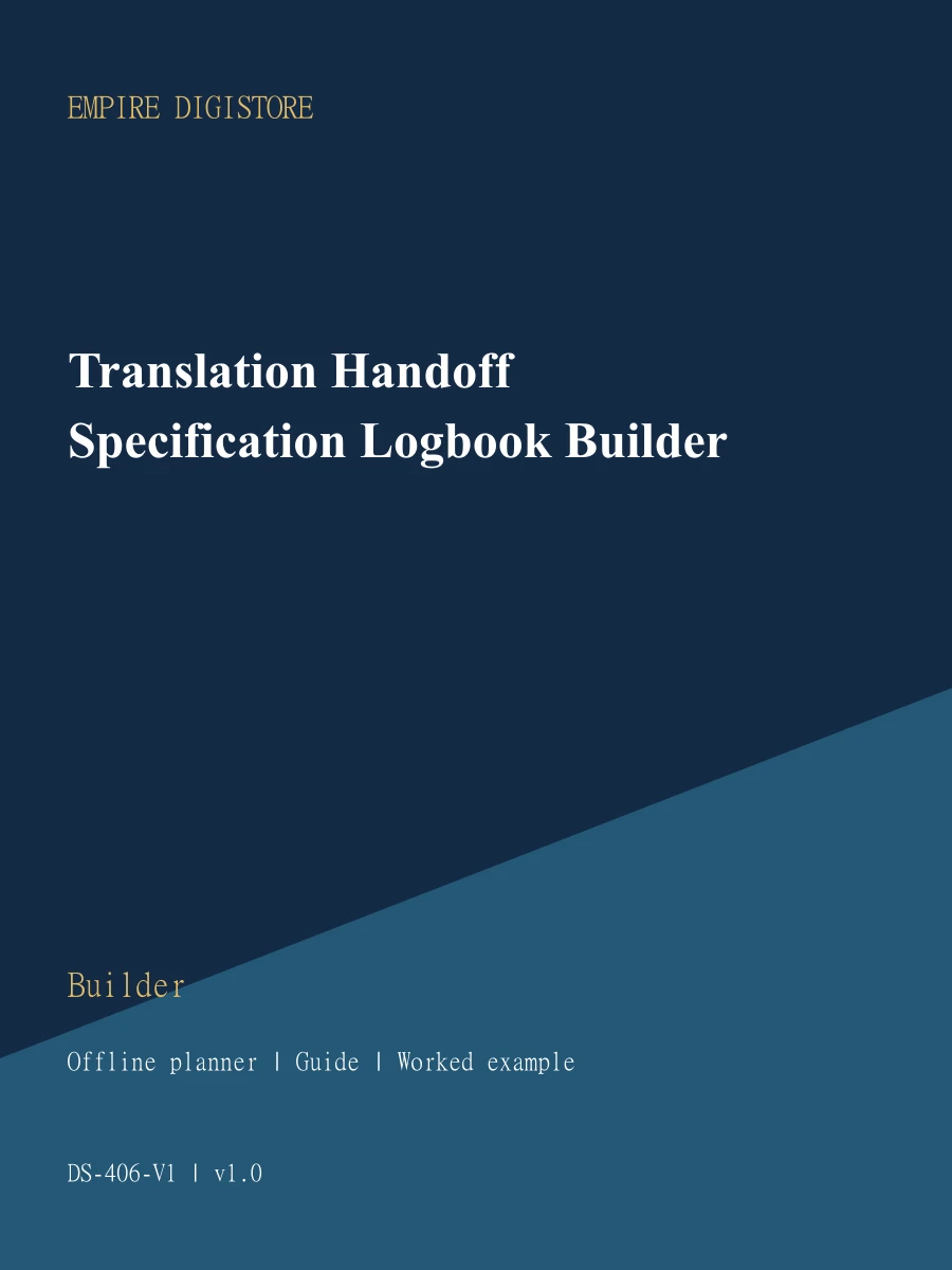 Translation Handoff Specification Logbook Builder cover