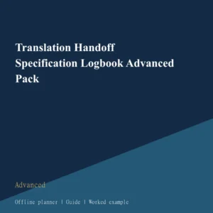 Translation Handoff Specification Logbook Advanced Pack cover