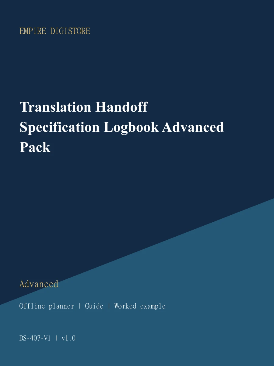 Translation Handoff Specification Logbook Advanced Pack cover