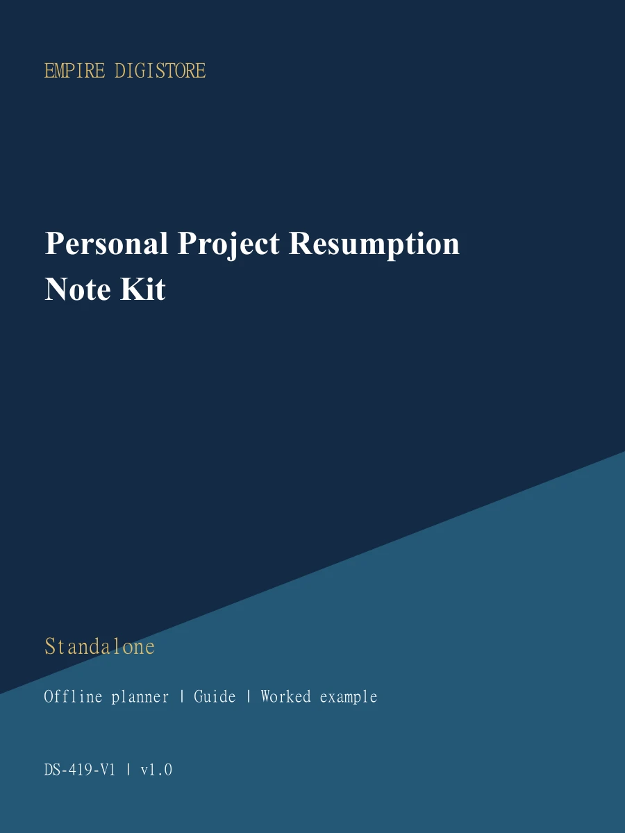 Personal Project Resumption Note Kit cover